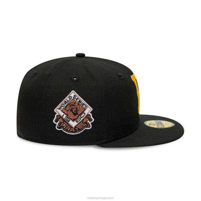 FFTN450 New Era boné preto e amarelo 59fifty dos pittsburgh pirates