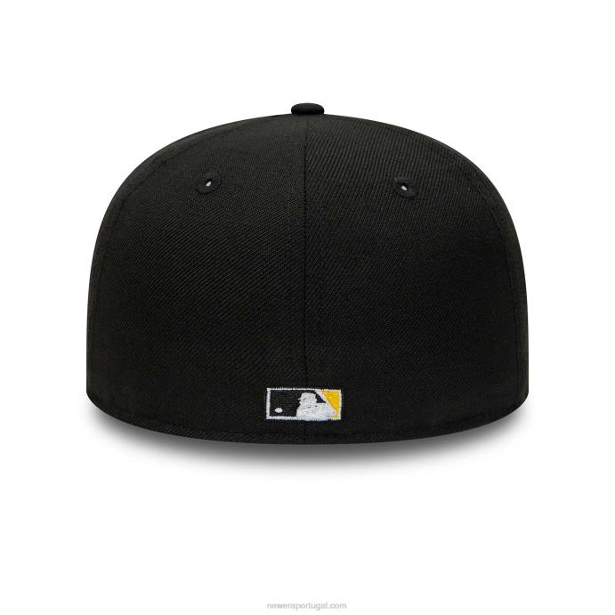 FFTN450 New Era boné preto e amarelo 59fifty dos pittsburgh pirates