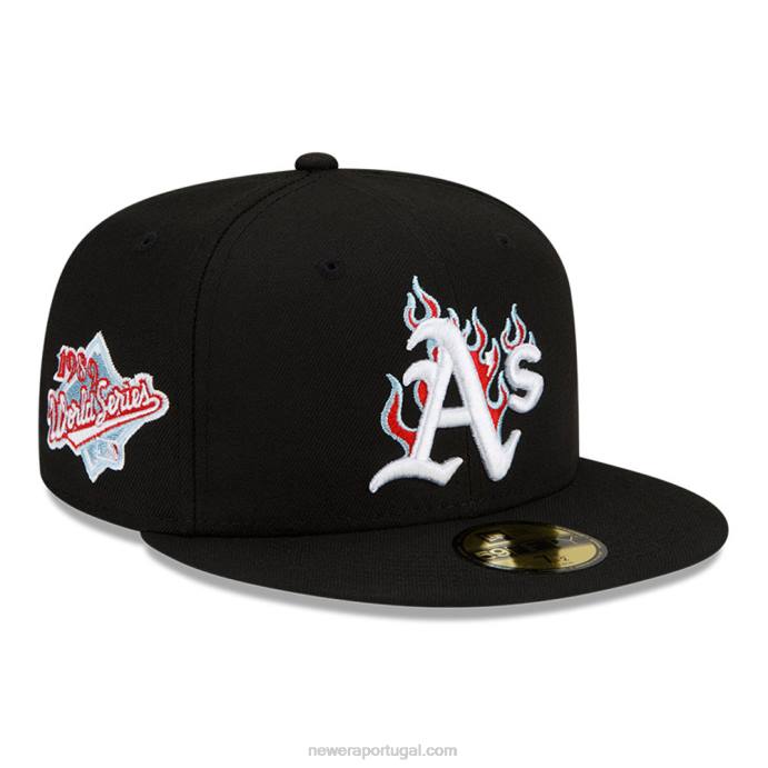 FFTN458 New Era Oakland Athletics MLB Team Fire Black 59Fifty Boné