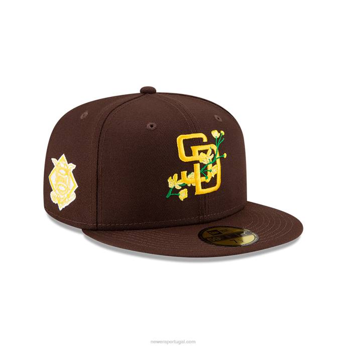 FFTN46 New Era san diego padres boné lateral bloom brown 59fifty