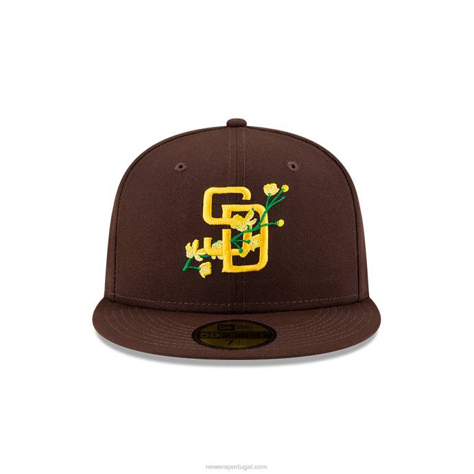 FFTN46 New Era san diego padres boné lateral bloom brown 59fifty