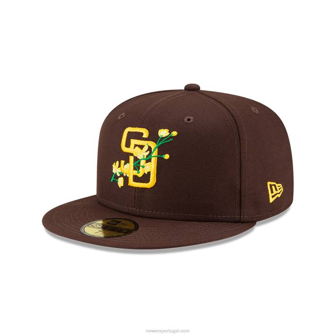 FFTN46 New Era san diego padres boné lateral bloom brown 59fifty