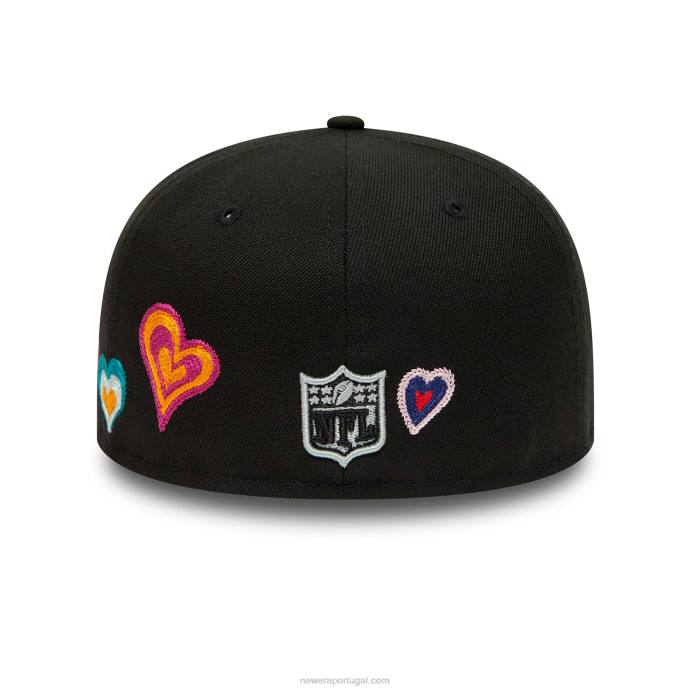 FFTN473 New Era boné las vegas raiders ponto corrente coração preto 59fifty