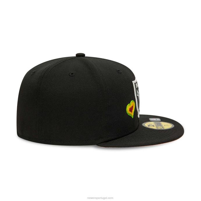 FFTN473 New Era boné las vegas raiders ponto corrente coração preto 59fifty