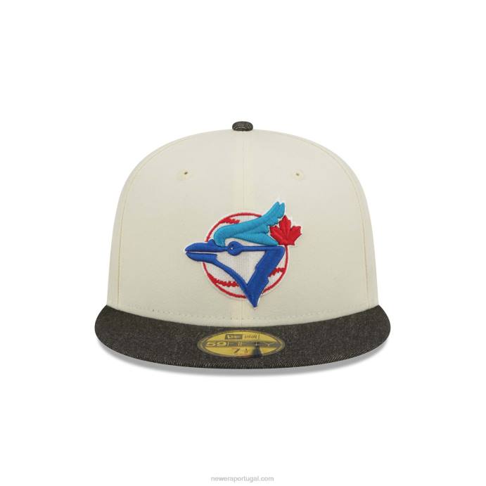 FFTN478 New Era toronto blue jays mlb preto denim chrome white 59fifty boné justo