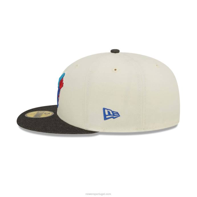 FFTN478 New Era toronto blue jays mlb preto denim chrome white 59fifty boné justo