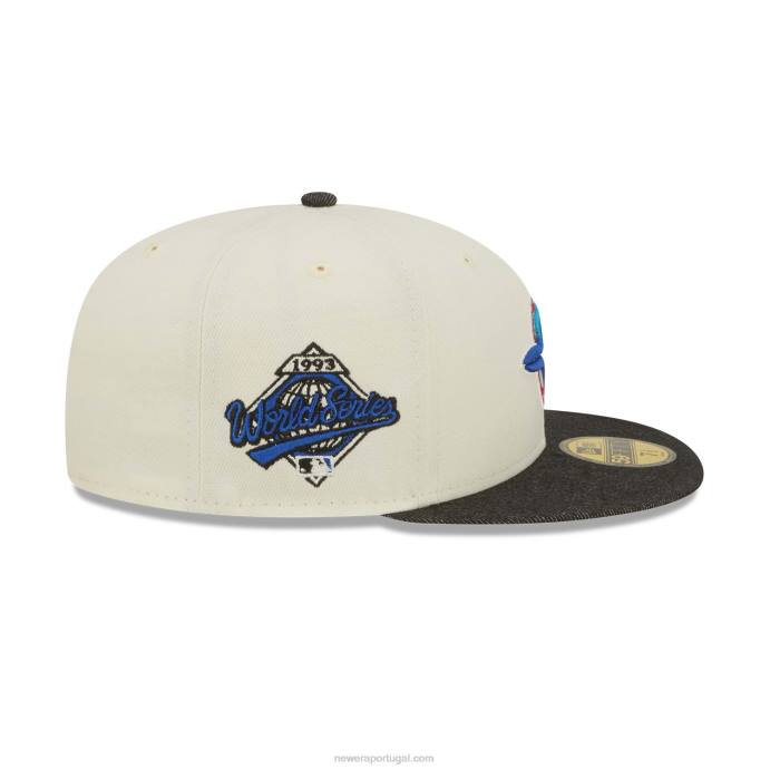 FFTN478 New Era toronto blue jays mlb preto denim chrome white 59fifty boné justo