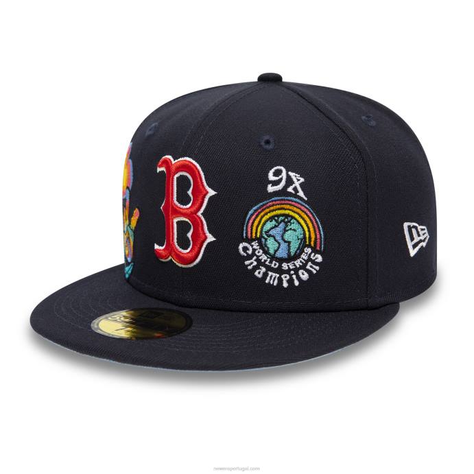 FFTN47 New Era boton red sox groovy navy 59fifty boné ajustado