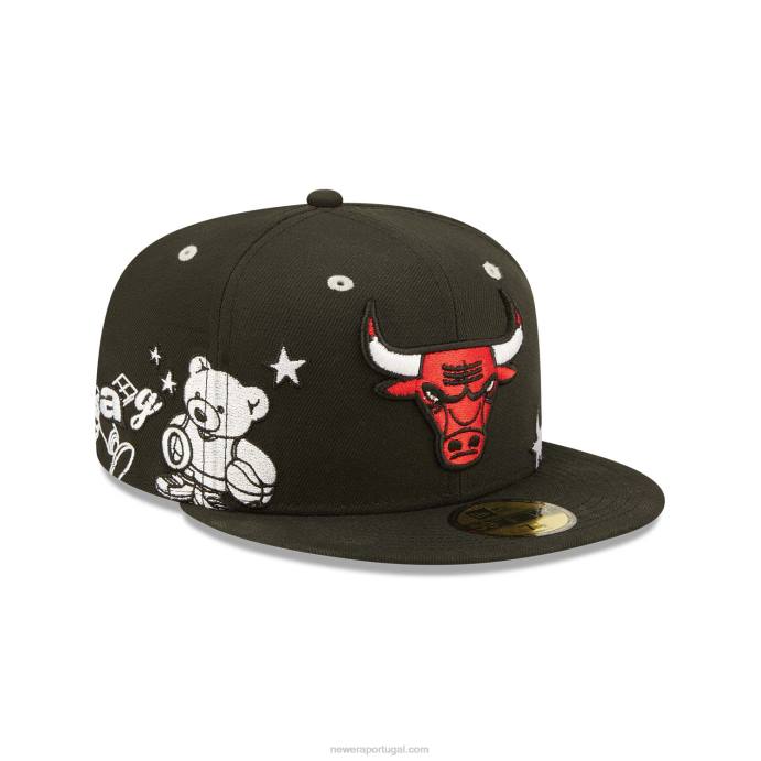 FFTN481 New Era chicago bulls boné preto teddy 59fifty