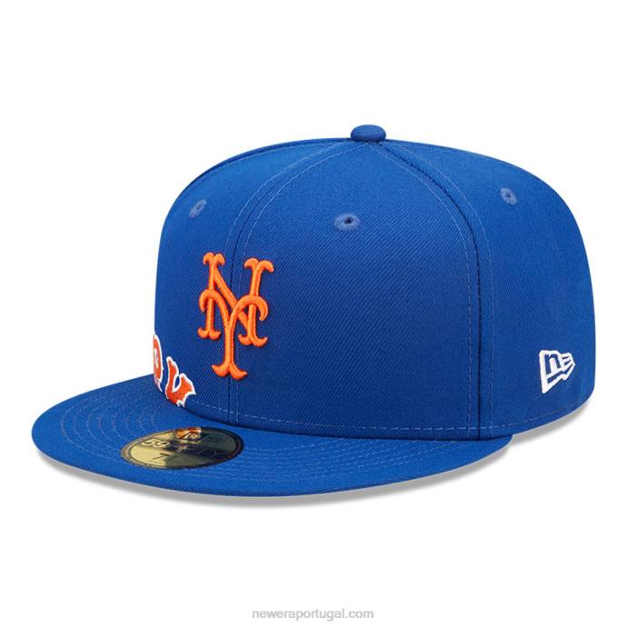 FFTN483 New Era new york mets mlb boné azul 59fifty com divisão lateral