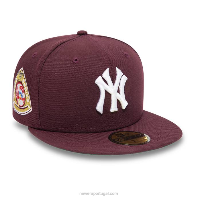 FFTN487 New Era boné com patch lateral marrom 59fifty do new york yankees