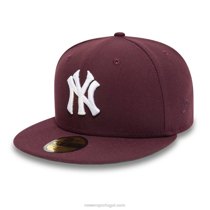 FFTN487 New Era boné com patch lateral marrom 59fifty do new york yankees
