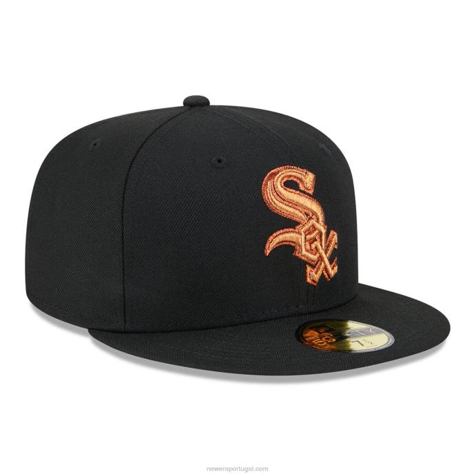FFTN4 New Era boné chicago white sox metálico pop preto 59fifty