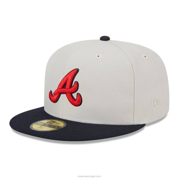 FFTN500 New Era Atlanta Braves Varsity Letter Stone Boné 59 Fifty