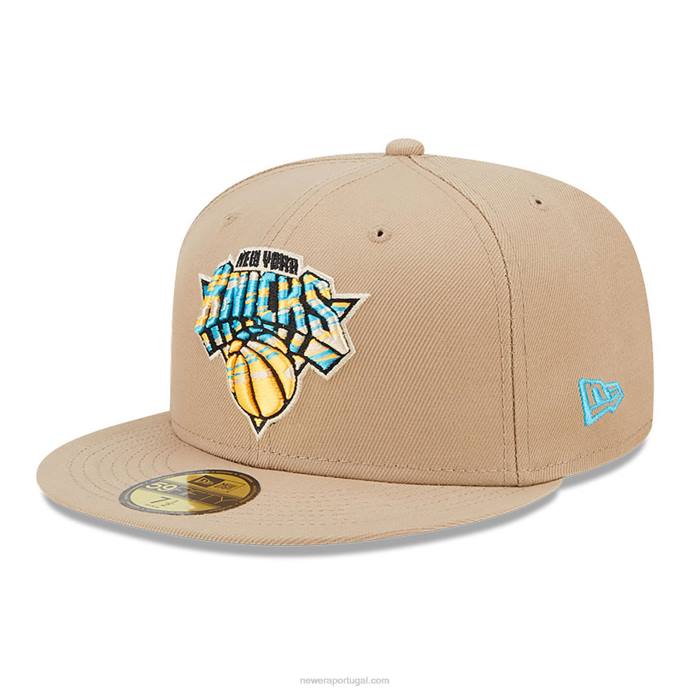 FFTN505 New Era Boné New York Knicks Team Bege Neon 59Fifty