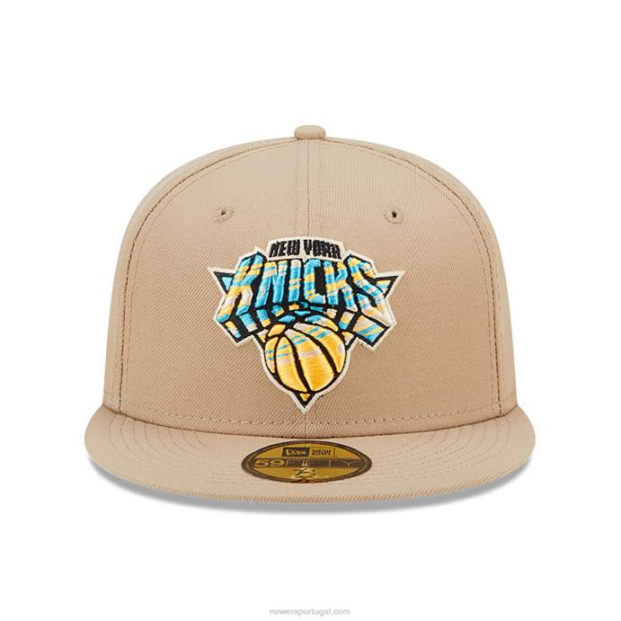 FFTN505 New Era Boné New York Knicks Team Bege Neon 59Fifty