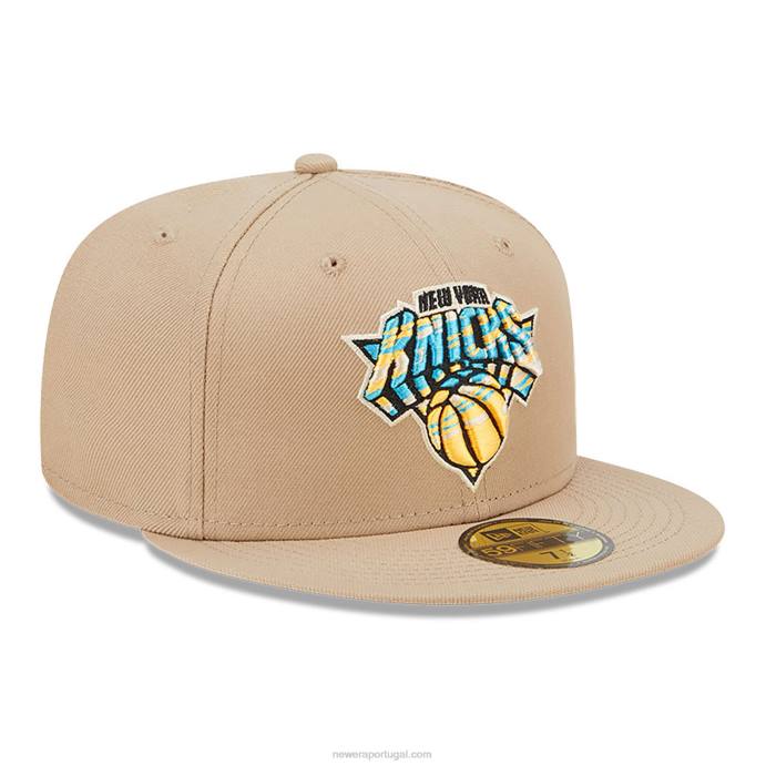 FFTN505 New Era Boné New York Knicks Team Bege Neon 59Fifty
