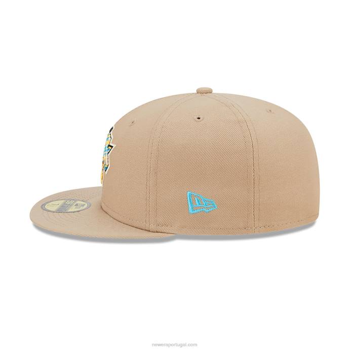 FFTN505 New Era Boné New York Knicks Team Bege Neon 59Fifty