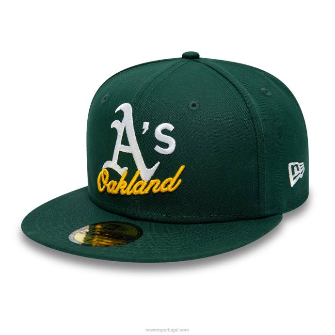 FFTN507 New Era Boné Oakland Athletics Dual Logo Verde Escuro 59Fifty