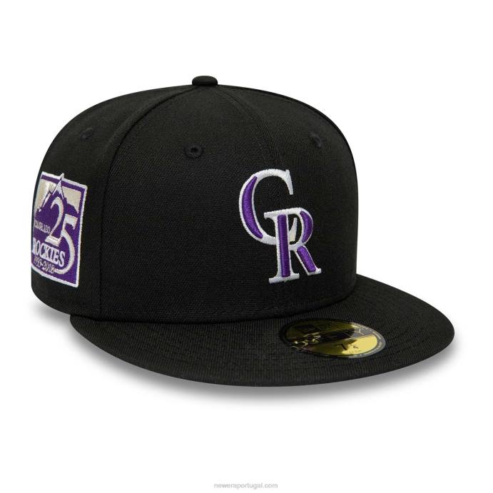 FFTN512 New Era boné preto 59fifty 25º aniversário do colorado rockies
