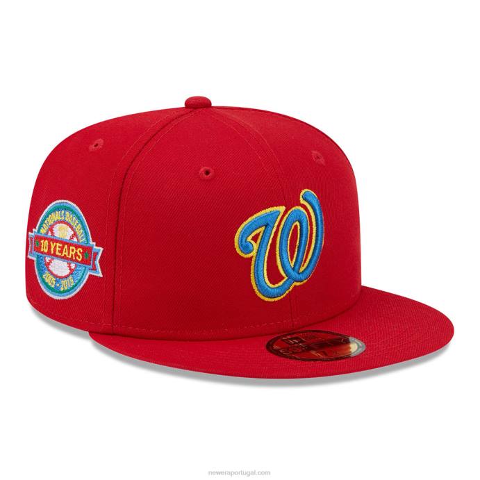 FFTN515 New Era Boné Washington Nationals State Tartan Vermelho 59Fifty