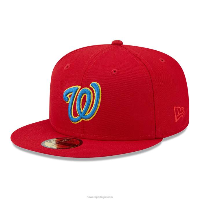 FFTN515 New Era Boné Washington Nationals State Tartan Vermelho 59Fifty