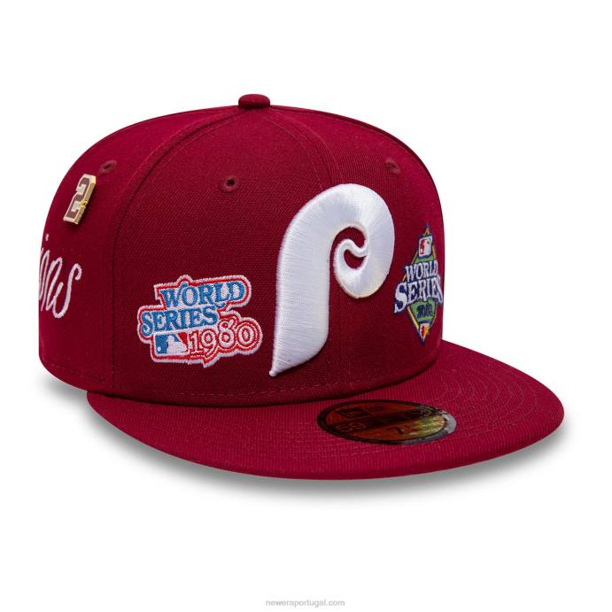 FFTN521 New Era boné ajustado philadelphia phillies historic champs vermelho escuro 59fifty