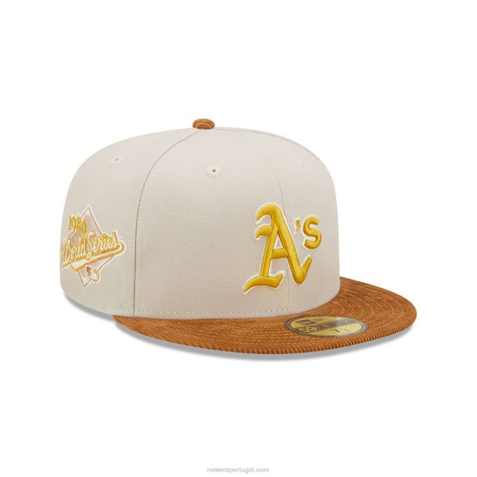 FFTN528 New Era boné Oakland Athletics Cord Viseira Stone 59Fifty