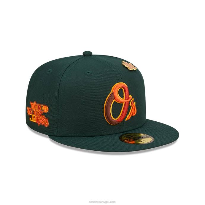 FFTN534 New Era boné baltimore orioles folhoso verde escuro 59fifty