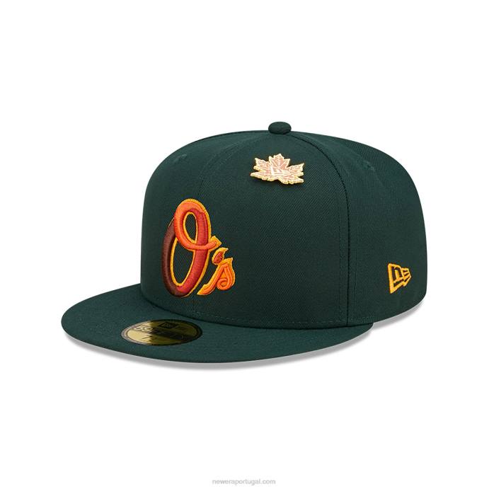 FFTN534 New Era boné baltimore orioles folhoso verde escuro 59fifty