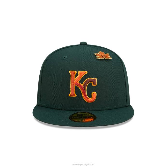 FFTN535 New Era Boné 59fifty kansas city royals frondoso verde escuro