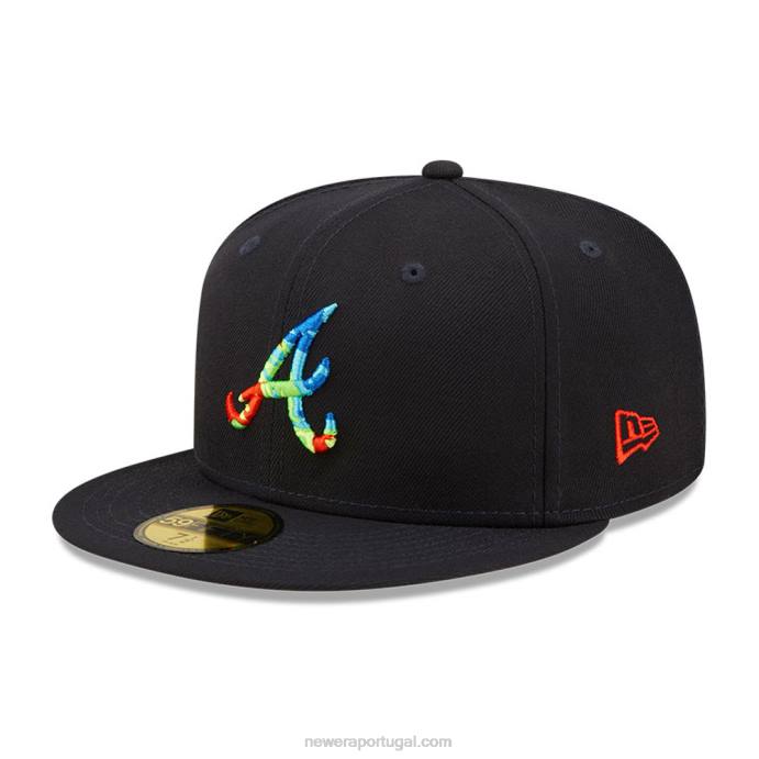 FFTN536 New Era Boné ajustado atlanta braves 59fifty navy infravermelho