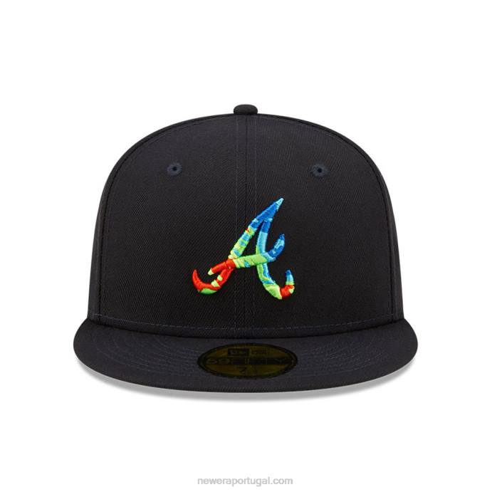 FFTN536 New Era Boné ajustado atlanta braves 59fifty navy infravermelho