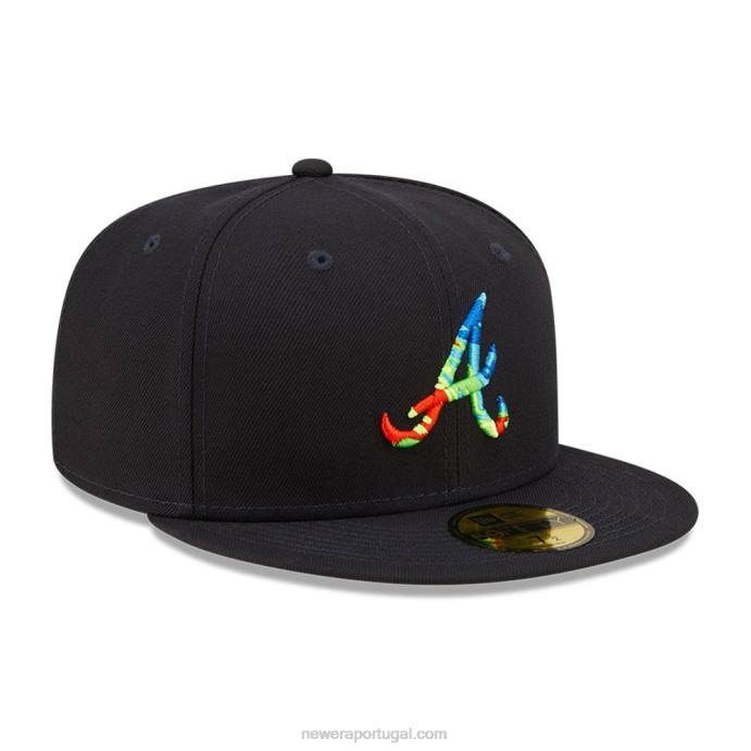 FFTN536 New Era Boné ajustado atlanta braves 59fifty navy infravermelho