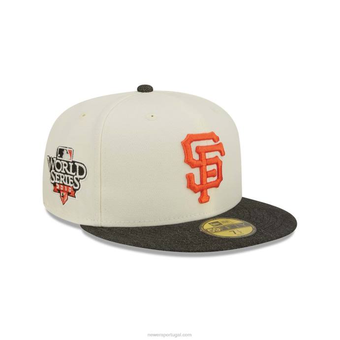 FFTN539 New Era San Francisco Giants MLB Black Denim Chrome White Boné 59Fifty