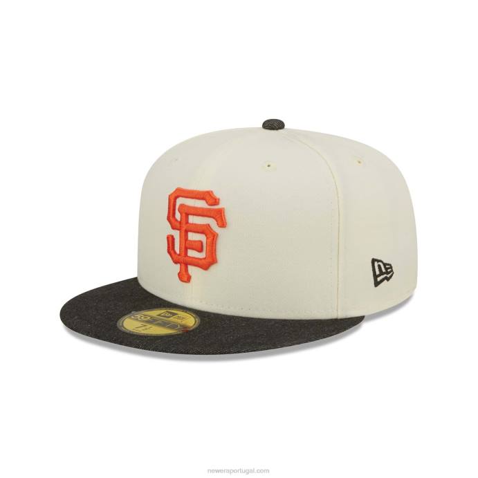 FFTN539 New Era San Francisco Giants MLB Black Denim Chrome White Boné 59Fifty