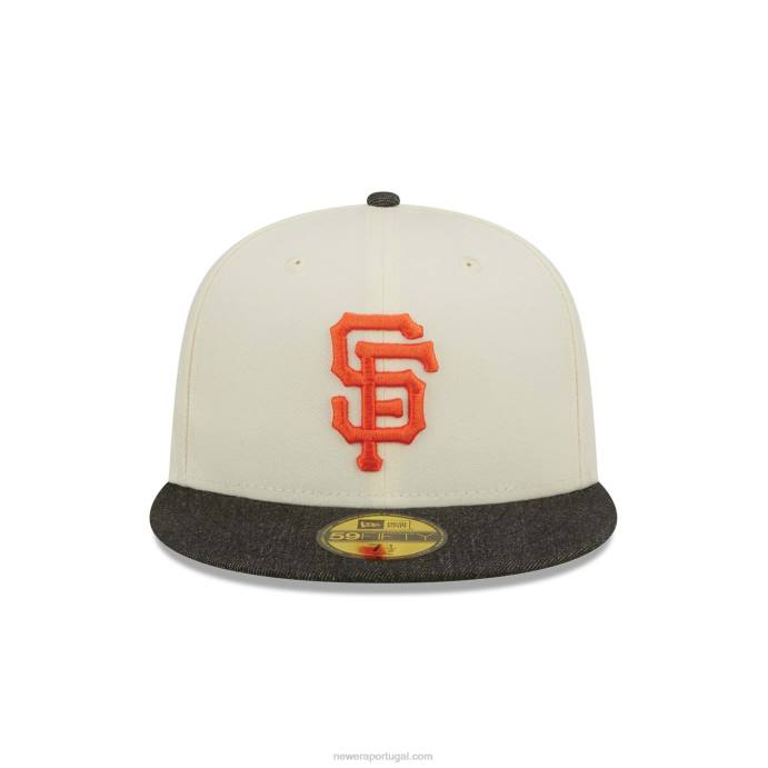 FFTN539 New Era San Francisco Giants MLB Black Denim Chrome White Boné 59Fifty