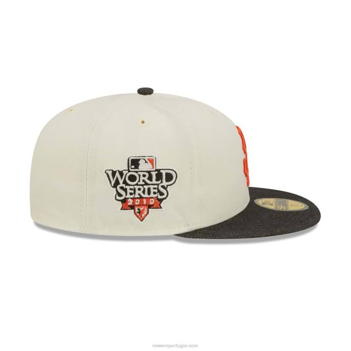 FFTN539 New Era San Francisco Giants MLB Black Denim Chrome White Boné 59Fifty