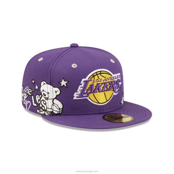 FFTN542 New Era Boné Teddy Purple 59Fifty da La Lakers
