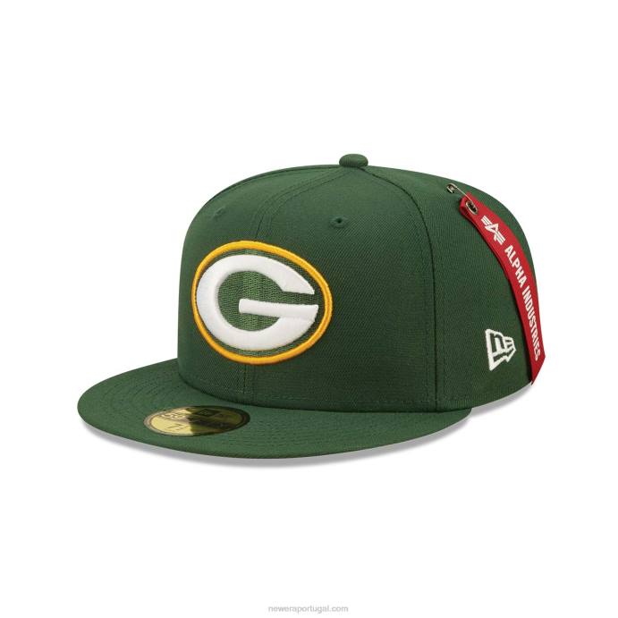 FFTN547 New Era green bay packers x alpha Industries boné verde 59fifty