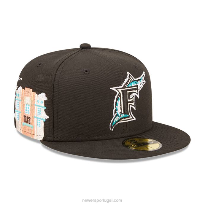 FFTN549 New Era boné justo miami marlins mlb cloud black 59fifty