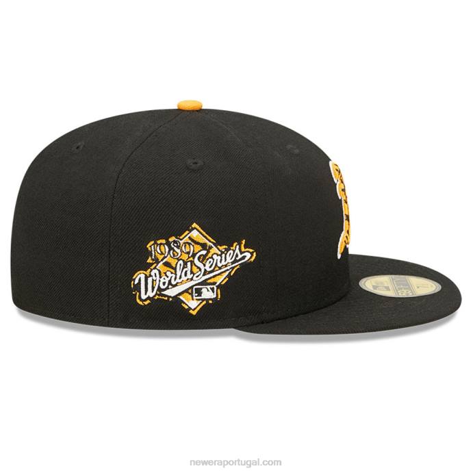 FFTN553 New Era Boné Oakland Athletics Tiger Fill Black 59Fifty