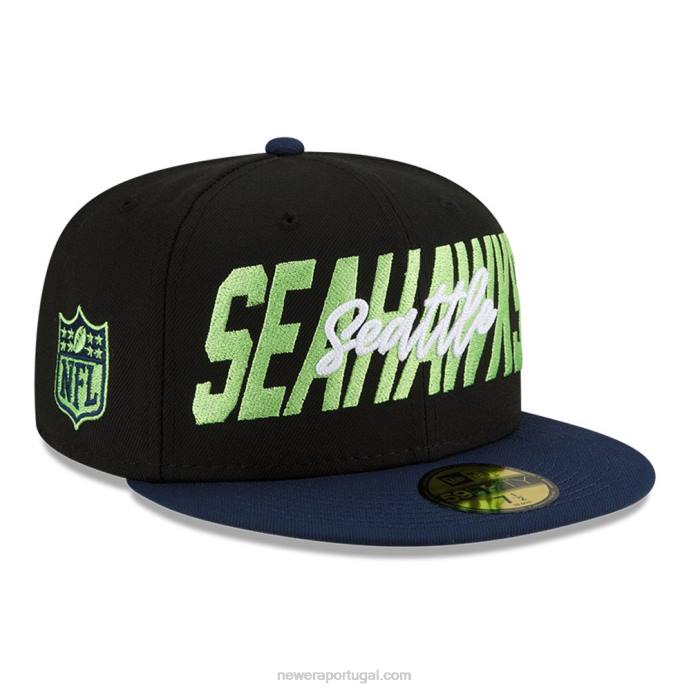 FFTN554 New Era boné ajustado seattle seahawks nfl draft black 59fifty