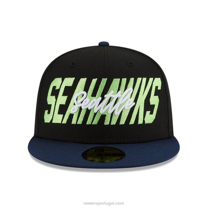 FFTN554 New Era boné ajustado seattle seahawks nfl draft black 59fifty