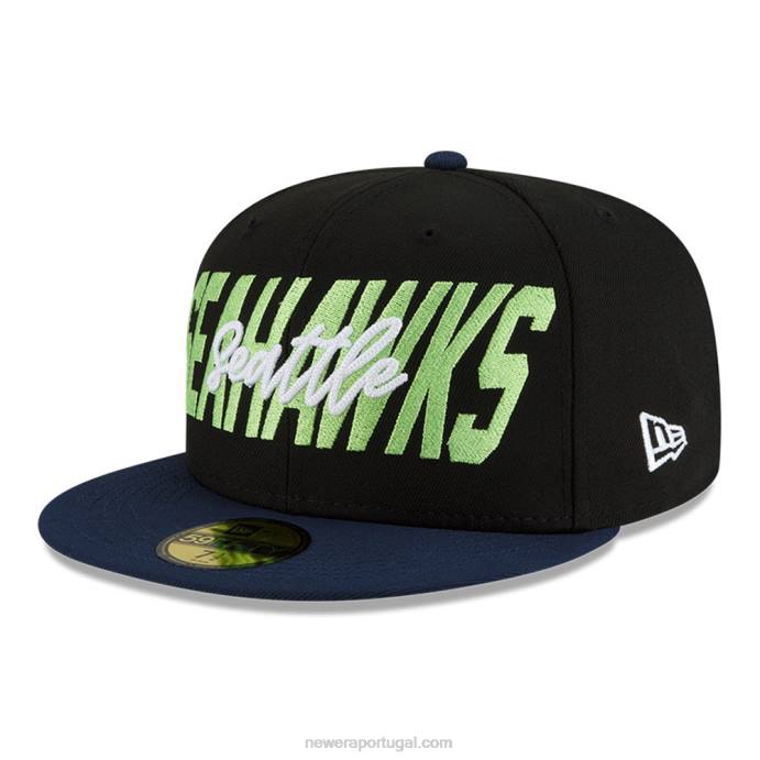 FFTN554 New Era boné ajustado seattle seahawks nfl draft black 59fifty