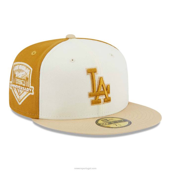 FFTN560 New Era boné ajustado marrom 59fifty de aniversário la dodgers