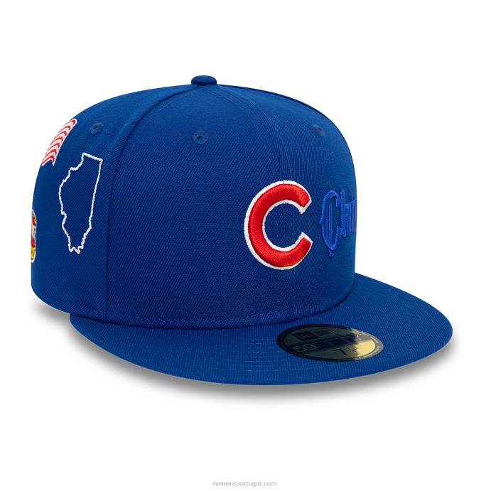 FFTN565 New Era chicago cubs boné azul script 59fifty