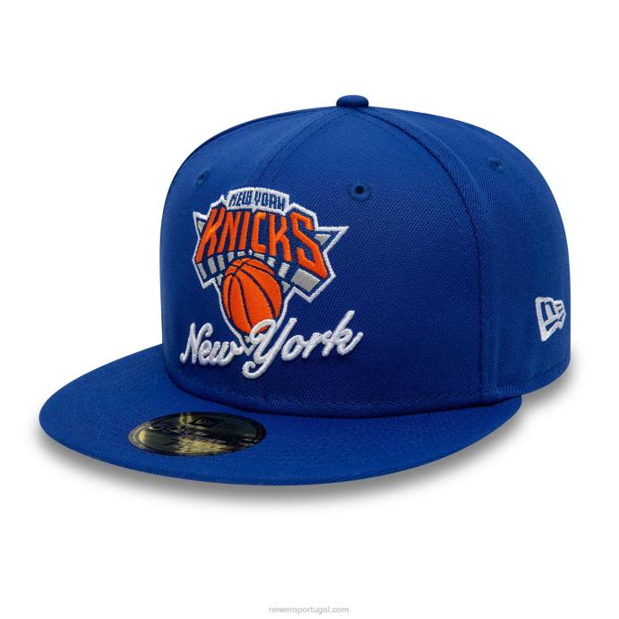 FFTN568 New Era Boné New York Knicks Dual Logo Azul 59Fifty