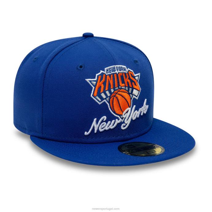FFTN568 New Era Boné New York Knicks Dual Logo Azul 59Fifty