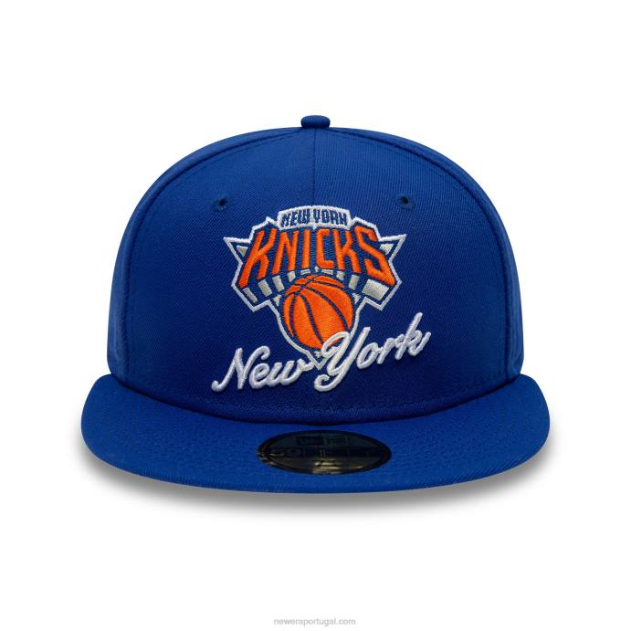 FFTN568 New Era Boné New York Knicks Dual Logo Azul 59Fifty